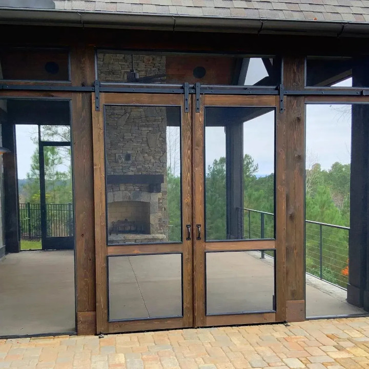 Mountain view patio with retractable screens