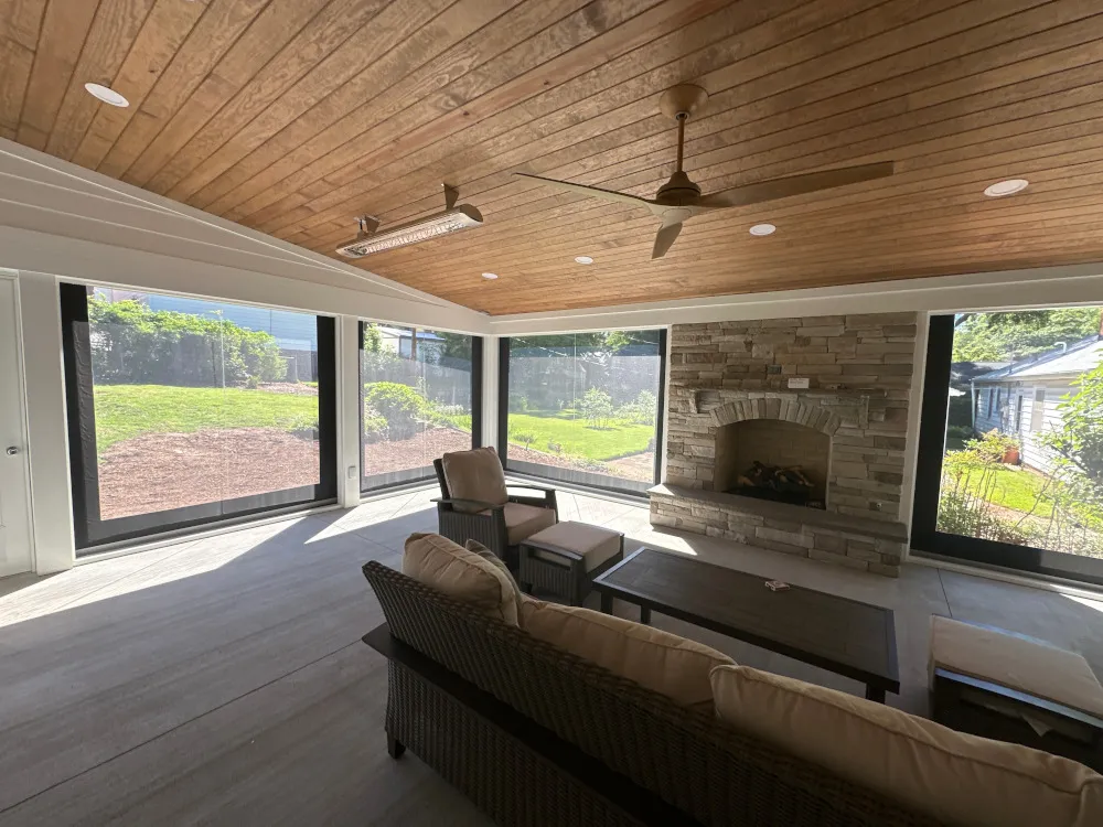 Example of clear vinyl & door screens for a residential outdoor living space