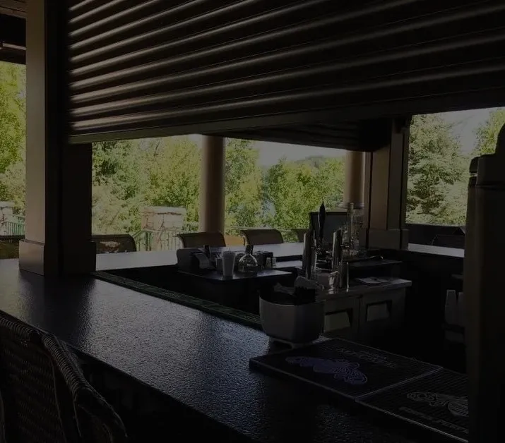 Screen and shade solution used in a commercial outdoor space